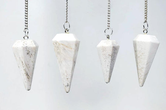 Scolecite 6 Faceted Pendulum With Chain