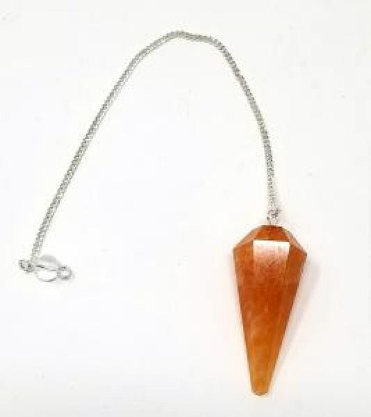 Red Aventurine 6 Faceted Pendulum With Chain