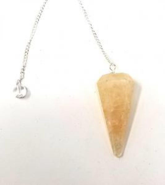 Golden Quartz 6 Faceted Pendulum With Chain
