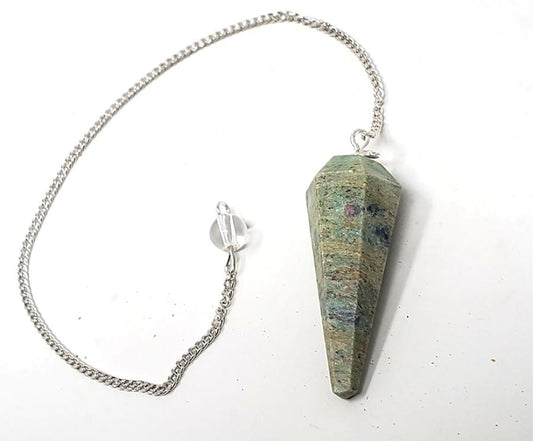 Ruby Fuchsite 6 Faceted Pendulum With Chain