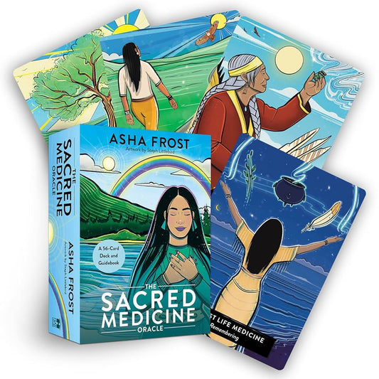 The Sacred Medicine Oracle by Asha Frost – a guiding deck that honors indigenous wisdom and botanical healing.
