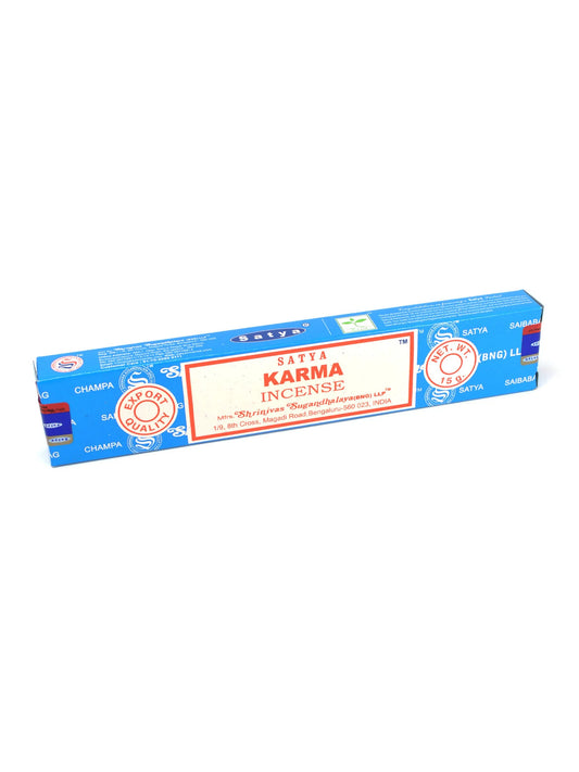 Satya Karma Hand Rolled Incense Sticks – uplifting floral aroma for meditation, relaxation, and positive energy.
