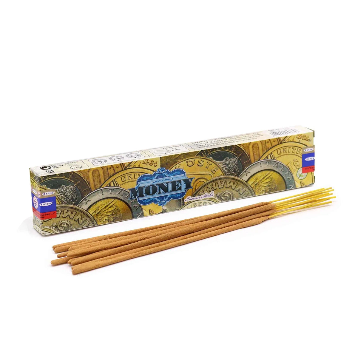 Satya Hand Rolled Money Incense Sticks - Satya incense sticks, product packaging