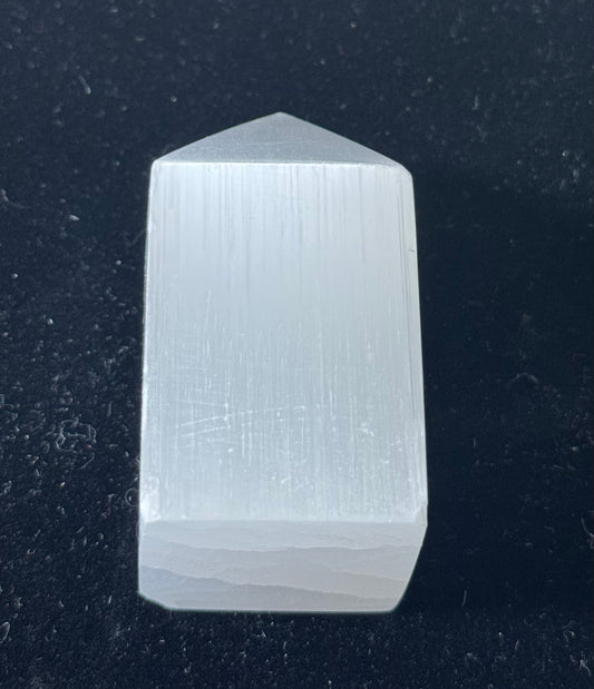 Selenite Terminated Crystal Point Tumbled – polished selenite crystal point known for cleansing and healing energies.
