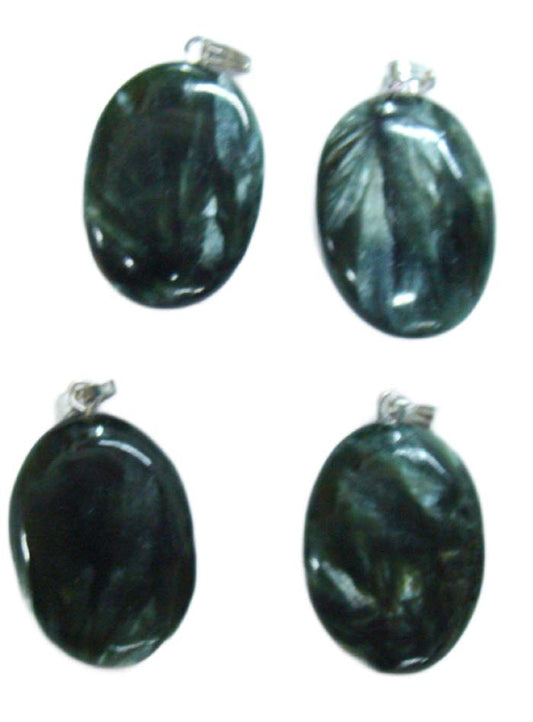 Seraphinite Oval Drilled Pendant with Bail