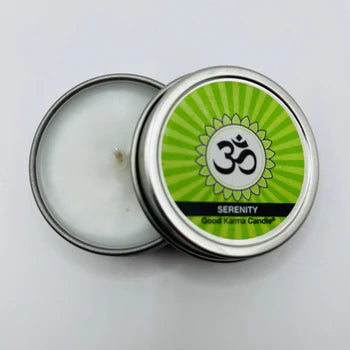 Serenity Good Karma Candle 4oz – intention candle for peace, calm, relaxation, and stress relief.
