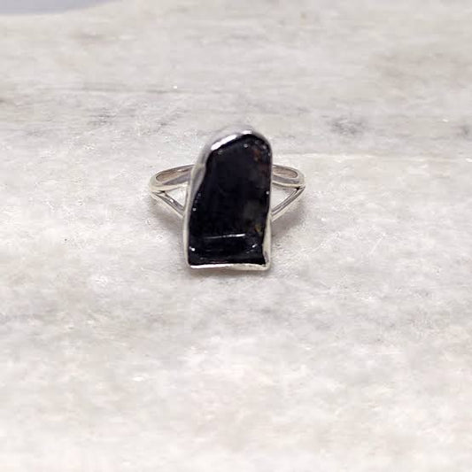 Shungite Flower of Life .925 Silver Ring Size 8