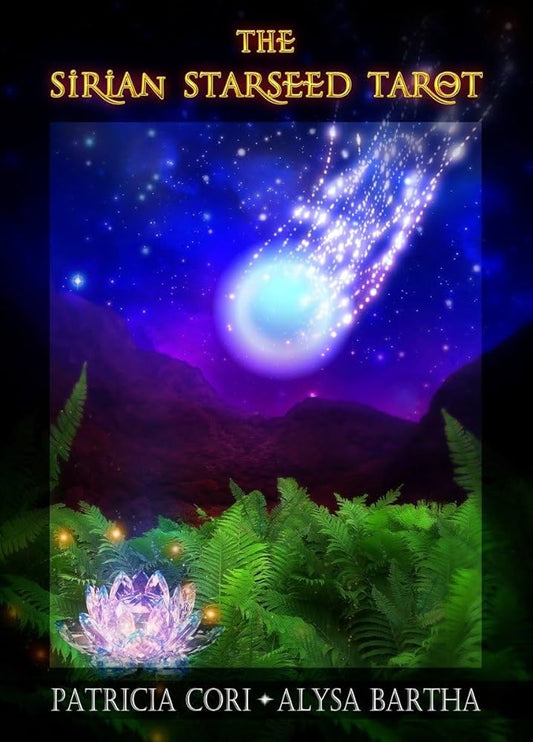 The Sirian Starseed Tarot by Patricia Cori & Alysa Bartha – 78-card deck featuring cosmic imagery and starseed symbolism, accompanied by a 96-page guidebook exploring multidimensional perspectives and spiritual awakening.
