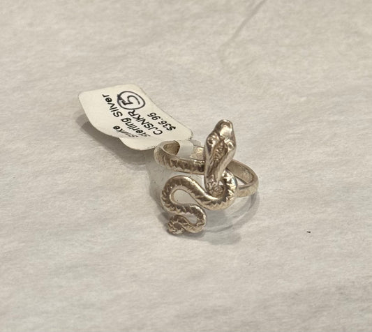 Snake Sterling Silver Ring size 5 – unique serpent-inspired silver jewelry symbolizing transformation and rebirth.
