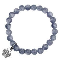 Blue Sodalite with Butterfly Charm Bracelet - Art Of Luck