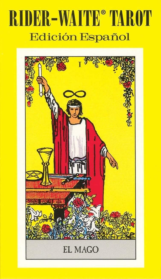Spanish Rider-Waite Tarot Deck by Pamela Colman Smith – 78-card deck featuring the classic Rider-Waite imagery with Spanish titles and instruction booklet, published by U.S. Games Systems.
