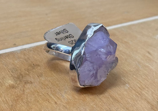 Spirit Amethyst Sterling Silver Ring size 10 – calming purple crystal jewelry promoting spiritual insight and tranquility.
