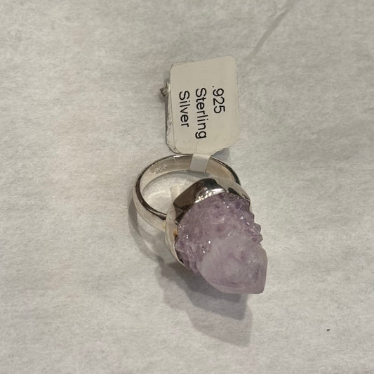 Spirit Amethyst Sterling Silver Ring size 7 – calming purple crystal jewelry promoting spiritual insight and tranquility.

