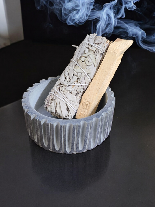 Carved Stone Ritual & Smudge Pot Bowl - 4" x 1.5"