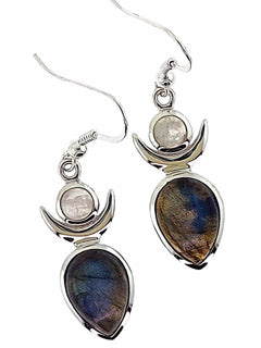 Labradorite Moon Chalice Drop Sterling Silver Earrings