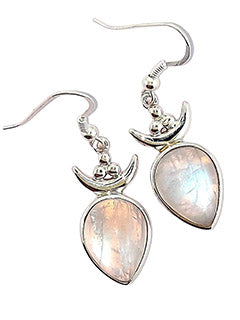 Rainbow Moonstone Grateful Tears Sterling Silver Earrings