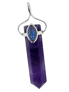 Amethyst with Moonstone Sterling Silver Pendant