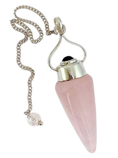 Rose Quartz with Amethyst Stone Sterling Silver Pendulum
