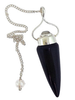 Black Obsidian with Moonstone Sterling Silver Pendulum