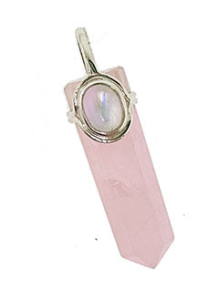 Rose Quartz and Moonstone Sterling Silver Pendant