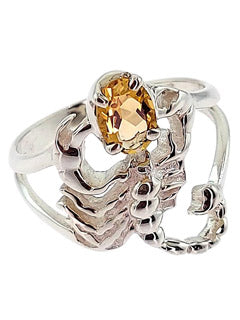 Golden Topaz Scorpio Zodiac Sterling Silver Ring Size 8
