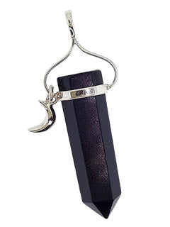 Black Tourmaline with Charms Sterling Silver Pendant