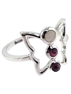 Moonstone Garnet Sterling Silver Ring (Size 8)