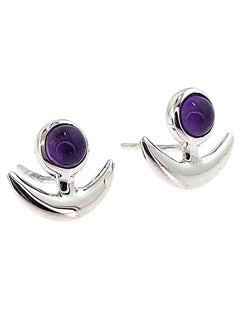 Amethyst Summer Moon Sterling Silver Studs Earrings