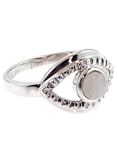 Rainbow Moonstone Evil Eye Sterling Silver Ring(Size 5)