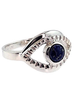 Lapis Lazuli Evil Eye Warding of Evil Sterling Silver Ring