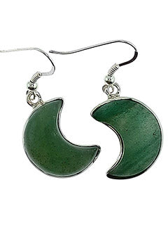 Jade Crescent Moon Sterling Silver Earrings