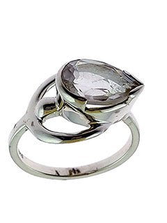 Clear Quartz Goddess Sterling Silver Ring (Size 8)
