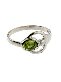 Peridot Goddess Sterling Silver Crystal Ring (Size 8)