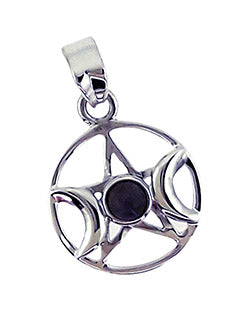 Labradorite Pentacle Triple Godddess Sterling Silver Pendant