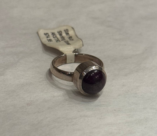 Star Ruby Sterling Silver Ring – vibrant red crystal jewelry symbolizing passion, protection, and vitality.
