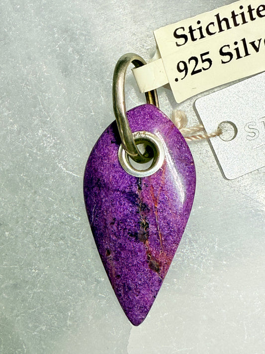 Stichtite Sterling Silver Pendant – rare crystal jewelry for compassion, emotional healing, and spiritual growth.