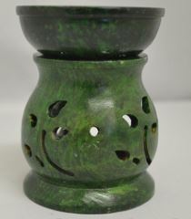 GREEN Soapstone Aroma Lamp 3"H