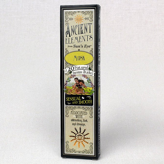 Sun's Eye Ancient Elements Musk 20 natural incense sticks - front of box