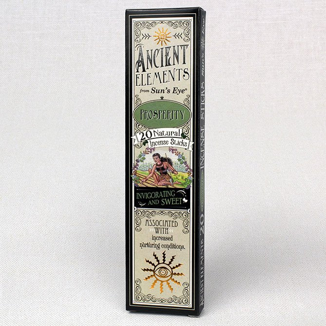 Sun's Eye Ancient Elements Prosperity 20 natural incense sticks - front of box