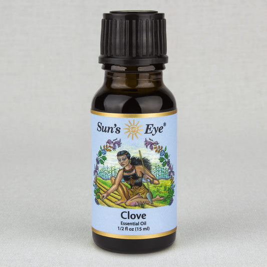 Sun's Eye Clove Essential Oil 1/2 fl oz oil bottle