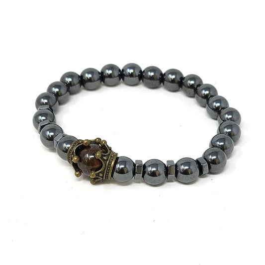 Hematite W/ Crown 8MM Beaded Bracelets