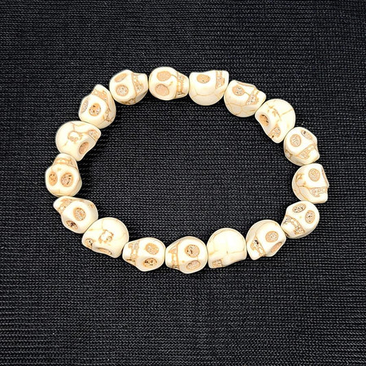 White Skull Resin Beads Bracelet