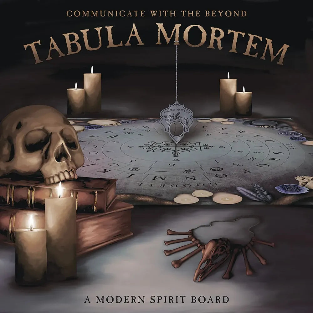 Tabula Mortem A Modern Spirit Board by Judas Knight – a contemporary spirit board set blending gothic art with paranormal communication tools.
