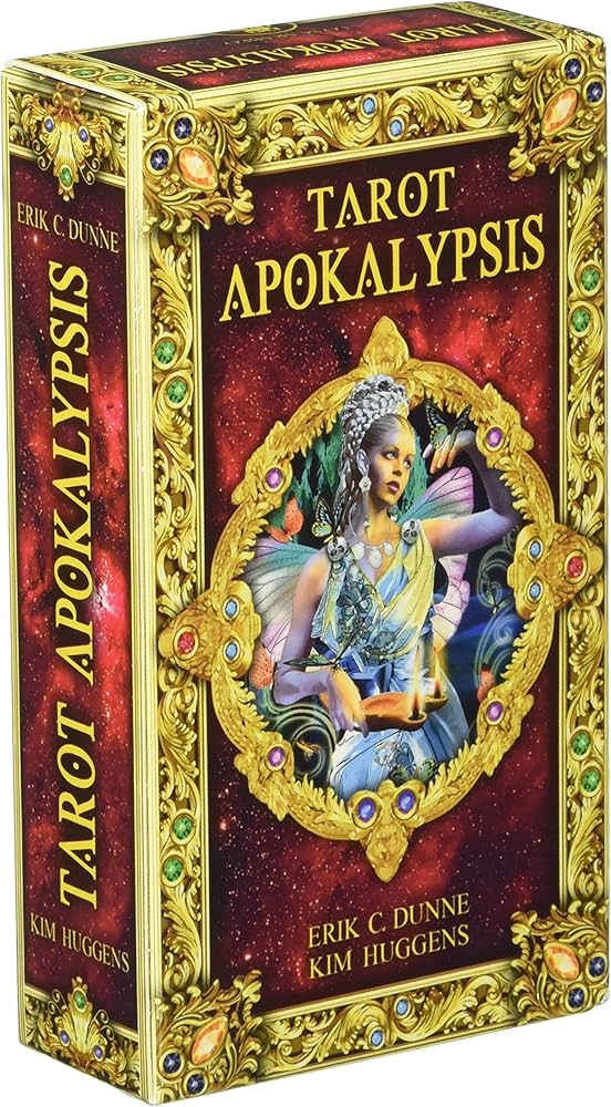 Tarot Apokalypsis Kit by Kim Huggens & Erik C. Dunne – 78-card deck with a 460-page hardcover book, exploring ancient spiritual practices and mystery traditions through richly detailed illustrations.
