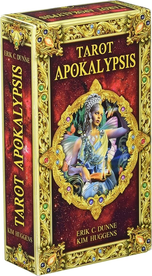 Tarot Apokalypsis Kit by Kim Huggens & Erik C. Dunne – 78-card deck with a 460-page hardcover book, exploring ancient spiritual practices and mystery traditions through richly detailed illustrations.
