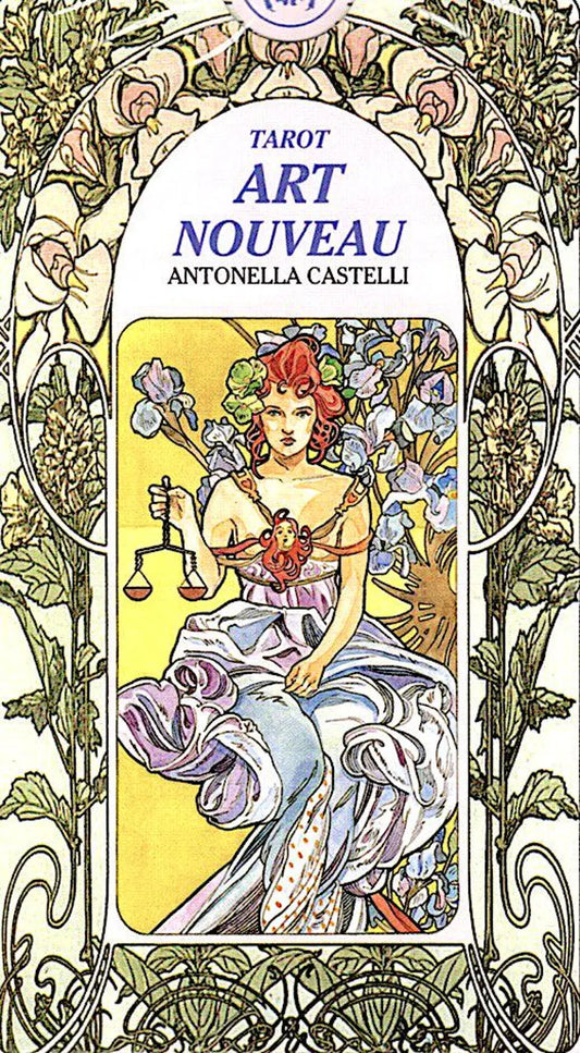 Tarot Art Nouveau Deck by Lo Scarabeo featuring elegant flowing artwork inspired by the Art Nouveau style.
