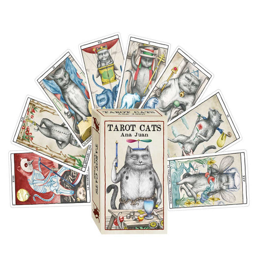 Tarot Cats by Ana Juan – whimsical tarot deck featuring charming cat illustrations for playful and insightful readings.
