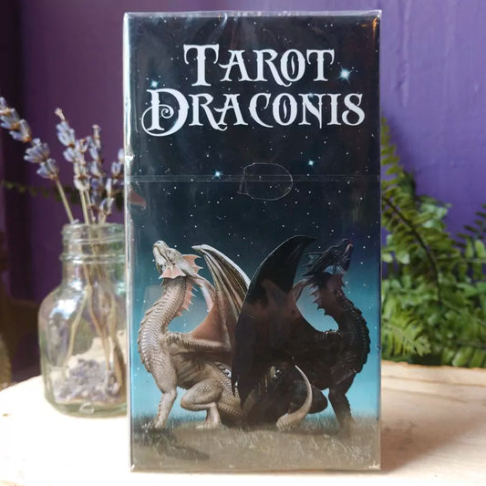 Tarot Draconis by Davide Corsi – 78-card deck featuring dragons in Rider-Waite-Smith style, blending fantasy art with tarot symbolism.
