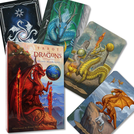 Tarot of Dragons by Shawn MacKenzie & Firat Solhan – a dragon-themed tarot deck featuring powerful mythic artwork and evocative symbolism.
