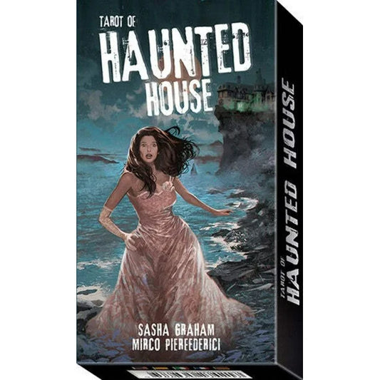 Tarot of the Haunted House by Sasha Graham & Mirco Pierfederici – gothic tarot deck featuring richly detailed illustrations that narrate a haunting tale of mystery and self-discovery.
